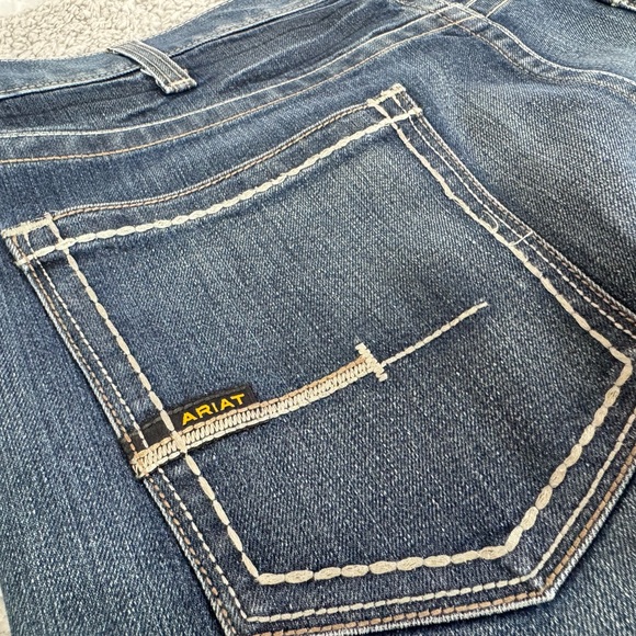Ariat Rebar Jeans Mens 40x34 Blue M5 Slim Straight Leg Cotton Blend Work Cowboy - Picture 7 of 10